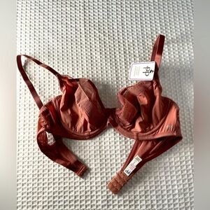 Pretty Polly Semi Sheer Plunge Bra Women's 36C Naturals Non-Padded Mesh Rose NWT